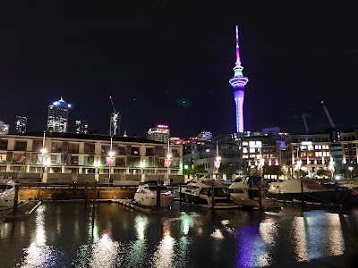 バイアダクトハーバーに並ぶヨットと高層ビル群