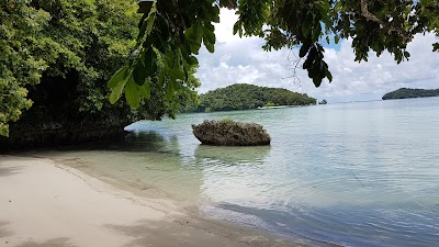 マッシュルーム型のロックアイランドとエメラルドグリーンの海