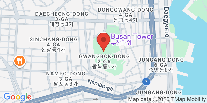 龍頭山公園・釜山タワーの地図