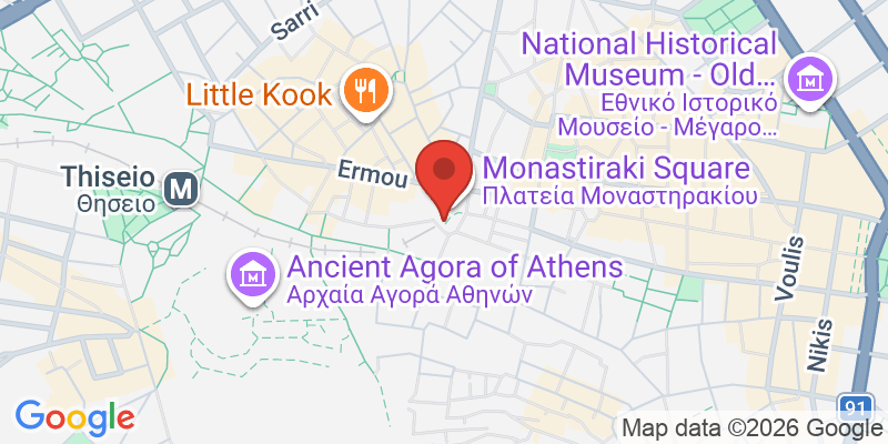 モナスティラキ広場とフリーマーケットの地図