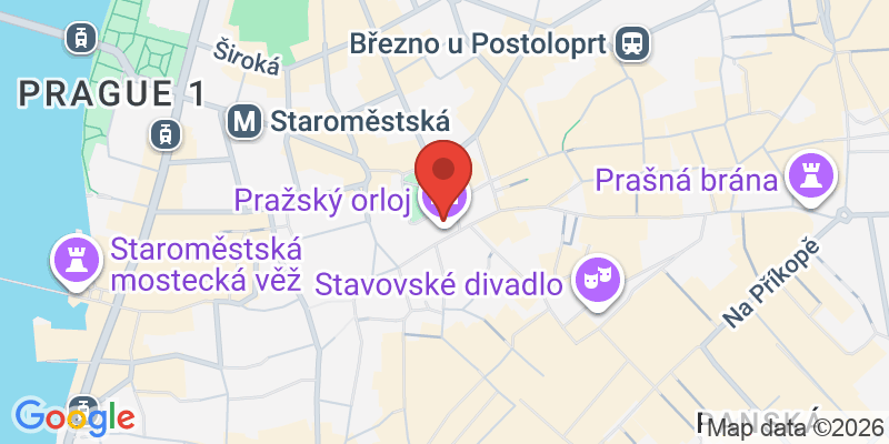 天文時計と旧市庁舎の塔の地図